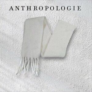 Anthropologie Maeve White Fuzzy Oversized 10-Foot Scarf NWT Winter Cozy Wrap